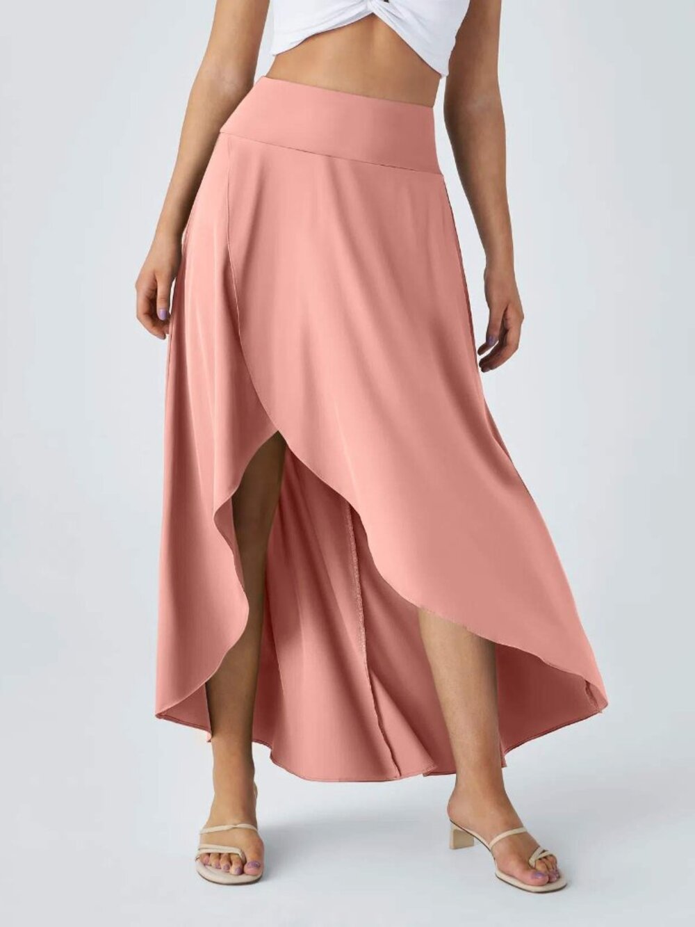 Halara Breezeful Skirt Sz L High Waisted High Low Ruffle 2-in-1 Flowy Blossom
